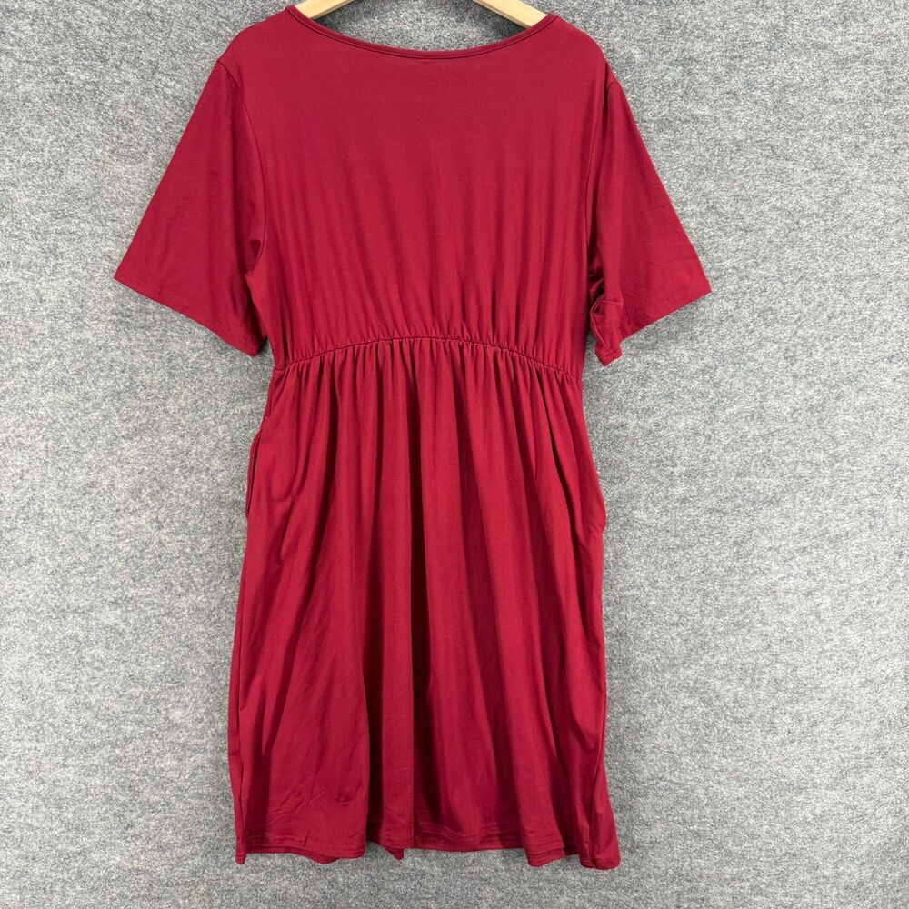 New Allegrace Dress Women 1X Plus Red Sheath Midi Short Sleeve Rayon Casual - Picture 2 of 9